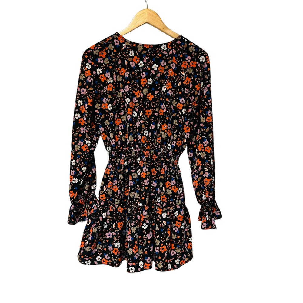 Bar III Floral Long Sleeve V Neck Mini Dress Size S Small - Picture 3 of 7